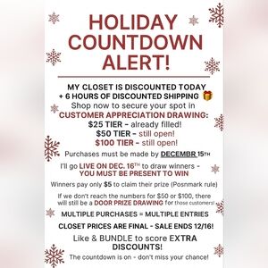 Customer Appreciation Drawing: Final Countdown Alert!  $25 DRAWING IS CLOSED
